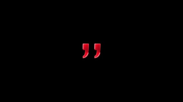 Right double quote stroke icon glowing neon animation on black background.