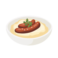 Bangers And Mash, flat style 2D vector image, isolated on a white background