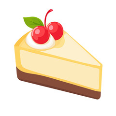 2D flat vector illustration of a Cheesecake in icon style, isolated on white background