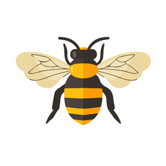 Flat 2D Bee illustration, vector graphic in icon style, on white background