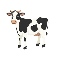 2D flat vector illustration of a Cow in icon style, isolated on white background