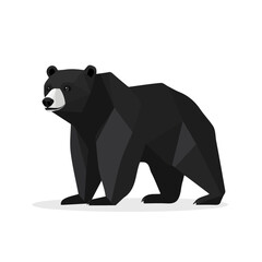Black Bear, flat style 2D vector image, isolated on a white background