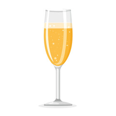 Minimal flat vector of a Champagne, 2D icon-style illustration on white background