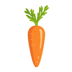 Flat 2D Carrot illustration, vector graphic in icon style, on white background