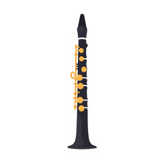 Clarinet, flat style 2D vector image, isolated on a white background
