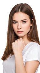 Naklejka premium Portrait of a Young Woman with Determined Expression