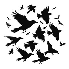 Charming Black Hen with Colorful Chicks Silhouette for Farm Art