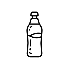 Outline of a soda bottle with liquid inside in minimalist style  