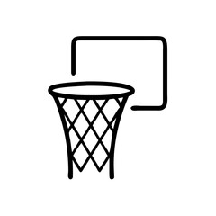 Basketball net and hoop outline icon design in minimalist style  