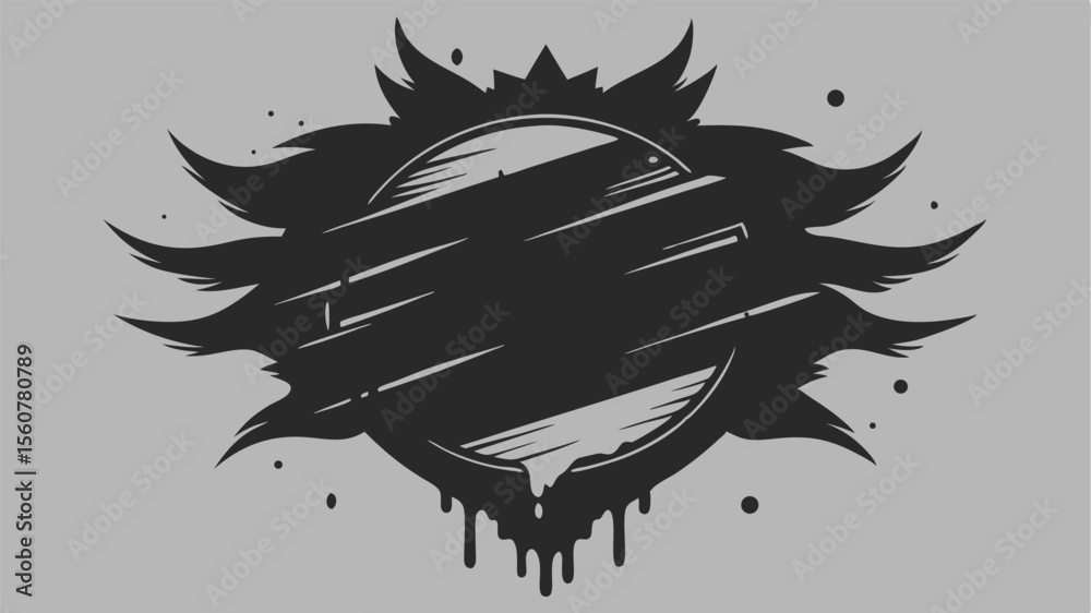 Poster abstract black ink blob design element with grunge and sharp angular details