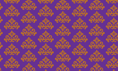 Regal Purple and Gold Damask Pattern Elegant, Ornate, and Luxurious Design