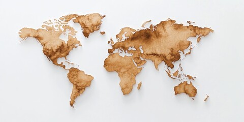 World map, aged paper look