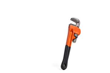 Adjustable pipe wrench isolated on white background.