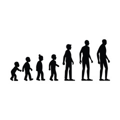 aging stages from baby to elderly silhouette