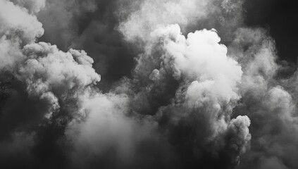 Obraz premium Dense, billowing smoke clouds in grayscale