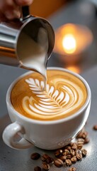 Deliciously Brewed Coffee with Artistic Foam Design for a Perfect Morning Refreshment Experience