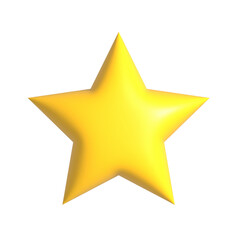 Obraz premium 3D yellow five-pointed star, isolated on transparent background