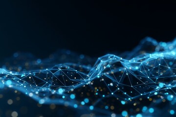 Abstract Digital Landscape with Interconnected Points Symbolizing Virtual Communication and Networks