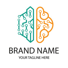 Brain logo design template, human brain vector on white background