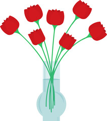 Obraz premium Bouquet of roses flowers in a glass vase with water
