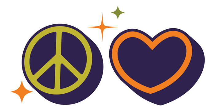 Peace Sign Love Heart Retro