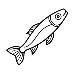 carton fish stick outline vector art