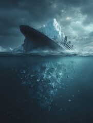 Doomed Voyage: Titanic Crashes Into Iceberg Revealing Massive Hidden Underwater Ice Structure
