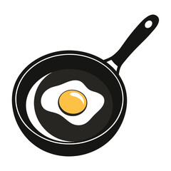 Fried Egg in a Pan Simple Breakfast Illustration
