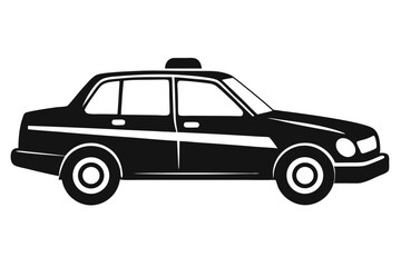 Black Silhouette of a Sedan Style Taxi Car with a Light