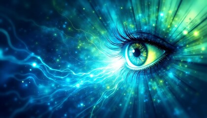 Abstract eye design is an artistic vision banner with smooth light elements