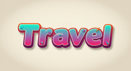 Vibrant Travel Text Effect Bold, Colorful Typography Design