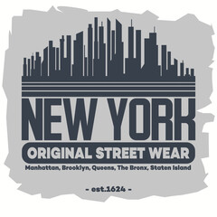 Sport t-shirt graphics. New York City athletic apparel design. Vector