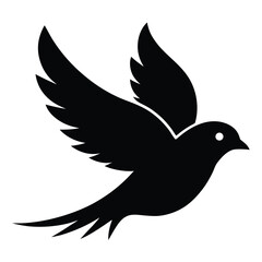 Soaring Dove Black Silhouette Illustration