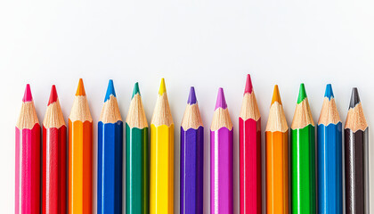 Curved Row Colorful Pencils for School Banner