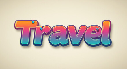 Vibrant Travel Typography Colorful Text Effect Design