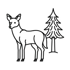 forest animals line drawing set art