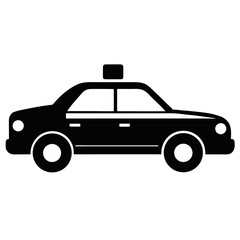 Obraz premium Black and white simplified taxi cab icon illustration