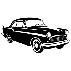 Obraz premium Classic black vintage car isolated on white background illustration