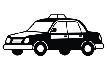 Black and White Illustration of a Generic Car with Square Roof Light