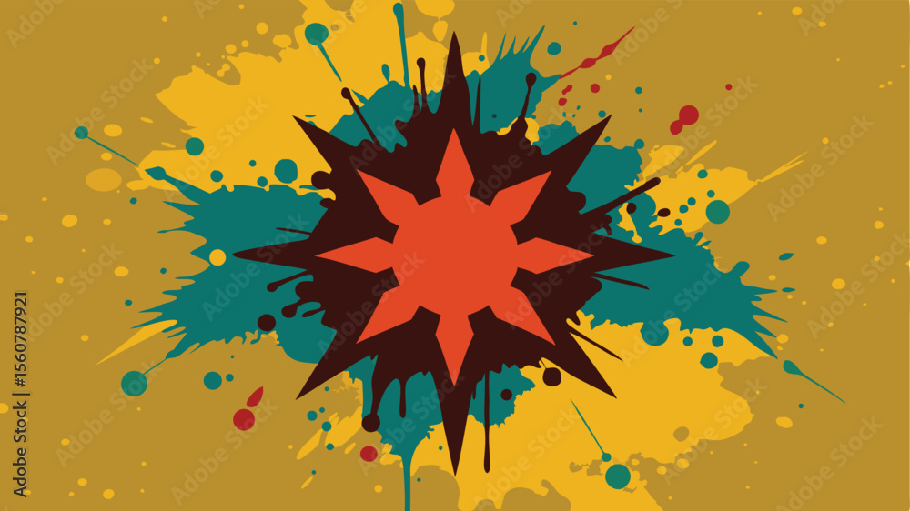 Poster abstract burst with color splashes graphic design element on transparency