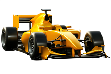 Golden Formula Racer isolated on a transparent background