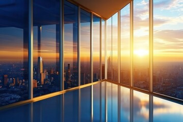 Residential Tower with Glass Facade . Real Estate Background