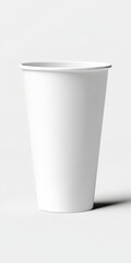 Plain White Paper and Eco-Friendly Drink Cup on Clean Seamless Bright Background for Mock-Up Use