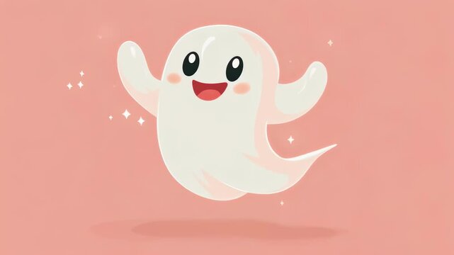 Cheerful ghost animation: playful haunting with sparkling charm in seamless loop