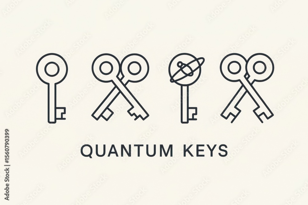 Poster Illustration of Quantum Keys Representing Security and Technology Concepts