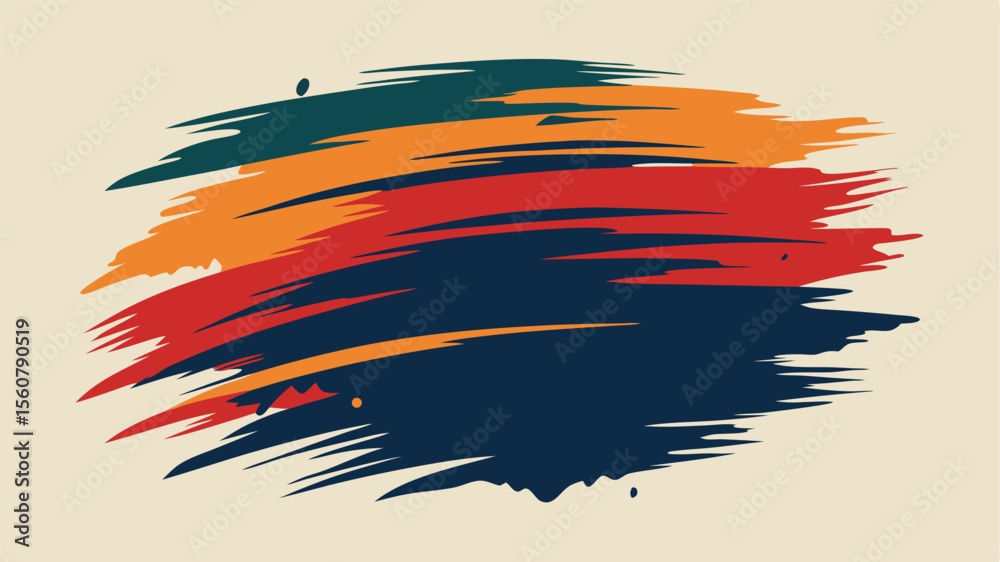 Poster abstract composition of colorful brush strokes in a retro style with transparency