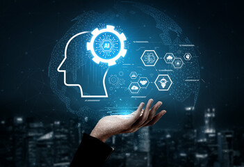 AI integrated with human cognition, supporting decision-making, automation, robotics, data...