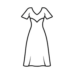 stylish nightgown vector outline drawing art