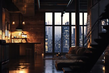 Urban Loft Apartment with Industrial Charm . Real Estate Background