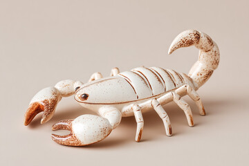 sculpture of a white and brown scorpion